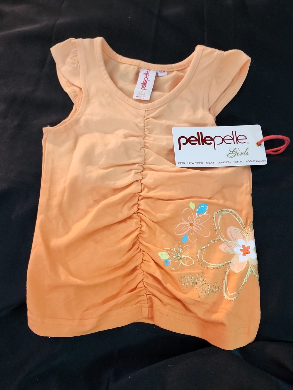 Pelle Pelle Peach Girls Floral Tank Top Sz. 18 Months